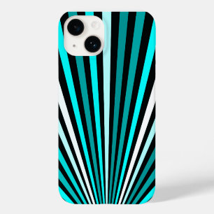Coque Pour iPhone 14 Bandes blanches turquoise