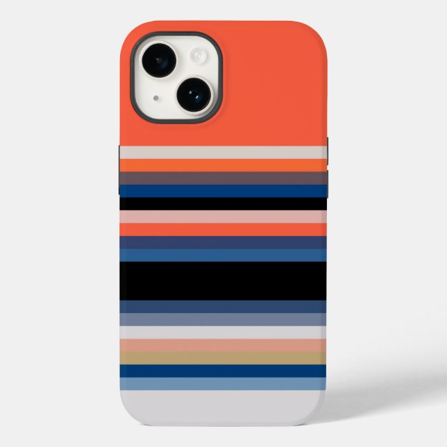 Coques Case-Mate iPhone Bandes bleues orange (Verso)