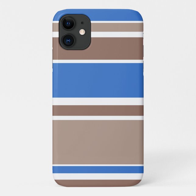 Coques Case-Mate iPhone Bandes Brown et bleues (Dos)