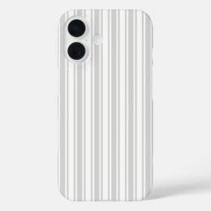 Coque Pour iPhone 16 Bandes de bonbons gris clair et blanc