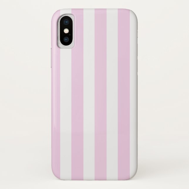 Coques Case-Mate iPhone Bandes de bonbons rose pâle et blanc (Dos)