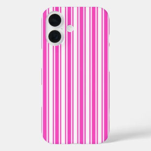 Coque Pour iPhone 16 Bandes de bonbons roses et blancs chauds