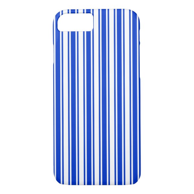Coques Case-Mate iPhone Bandes de bonbons royales bleues et blanches (Dos)