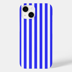 Coque Pour iPhone 14 Bandes de bonbons royales bleues et blanches