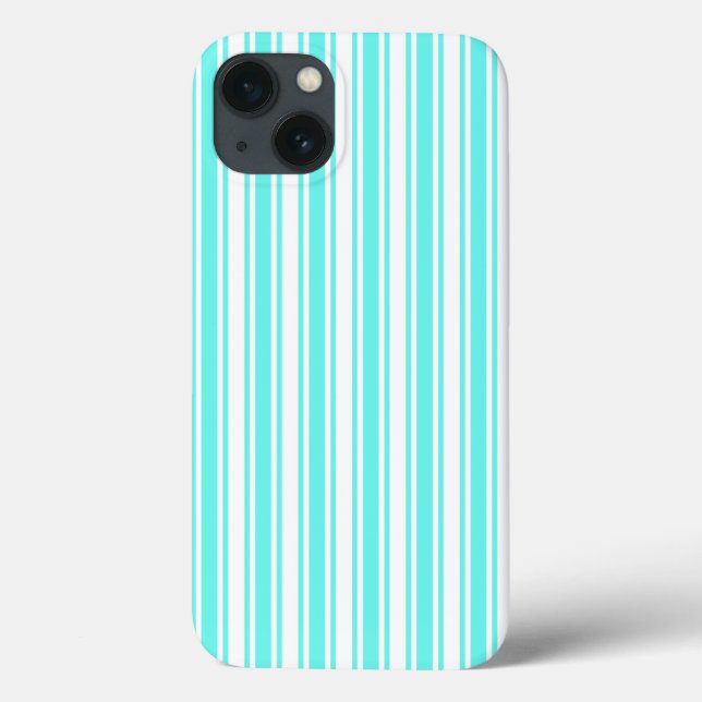Coques Case-Mate iPhone Bandes de bonbons turquoise et blanche Coque-Mate  (Verso)