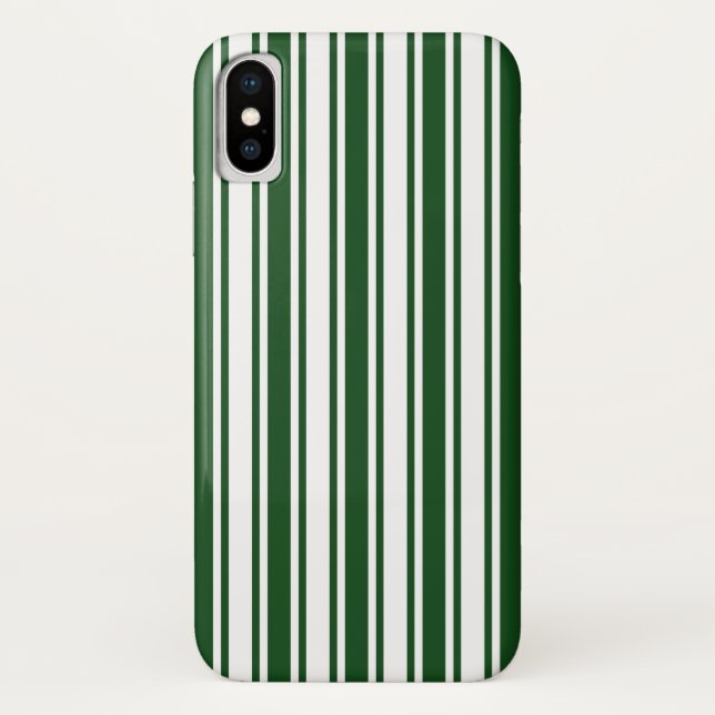 Coques Case-Mate iPhone Bandes de bonbons vert foncé et blanc (Dos)