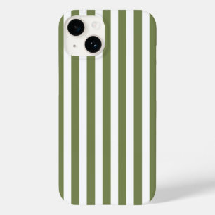 Coque Pour iPhone 14 Bandes de bonbons vert olive et blanc
