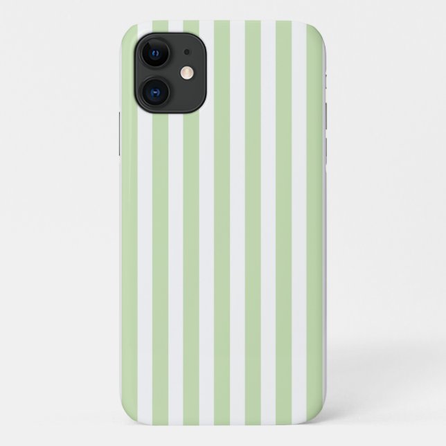Coques Case-Mate iPhone Bandes de bonbons vert pâle et blanc (Dos)