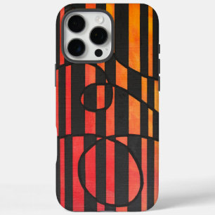 Coques iPhone 16 Pro Max Bandes de coucher de soleil abstrait avec des form