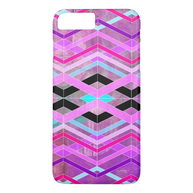 Coques Case-Mate iPhone Bandes de croisement géométriques violettes roses  (Dos)