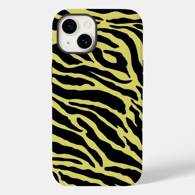 Coques Case-Mate iPhone Bandes de Posters de animaux jaunes et noirs (Verso)