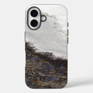 Coque Pour iPhone 16 Bandes de ruisseau de neige hivernale