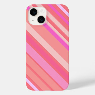 Coque Pour iPhone 14 Bandes diagonales roses modernes mignonnes