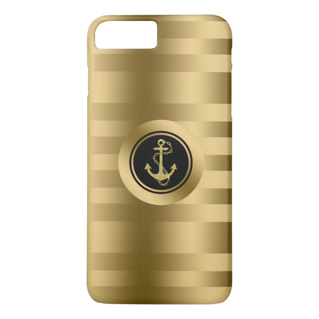 Coques Case-Mate iPhone Bandes D'Or Avec Ancre Nautique (Dos)