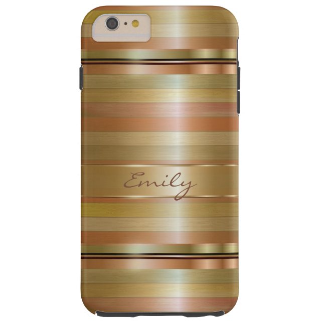 Coques Case-Mate iPhone Bandes En Cuivre Et En Or Métallique (Dos)