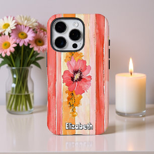 Coques iPhone 16 Pro Bandes florales vibrantes