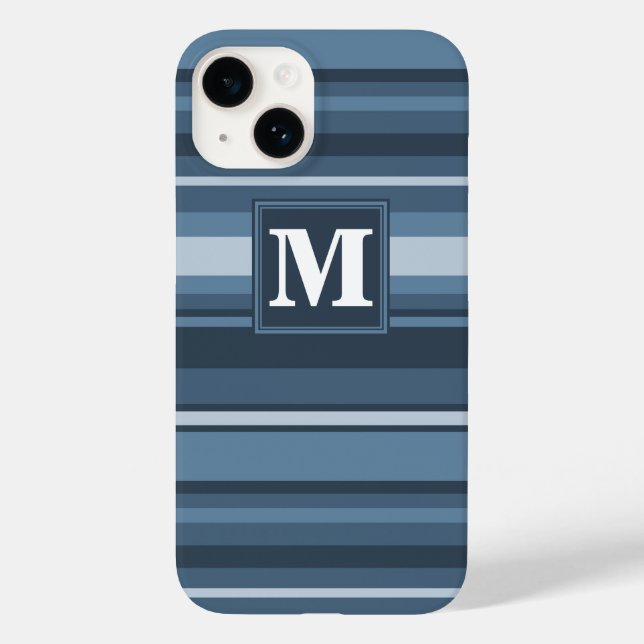 Coques Case-Mate iPhone Bandes gris monogramme (Verso)