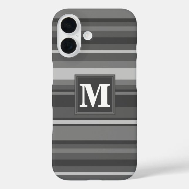 Coques Case-Mate iPhone Bandes gris monogramme (Verso)