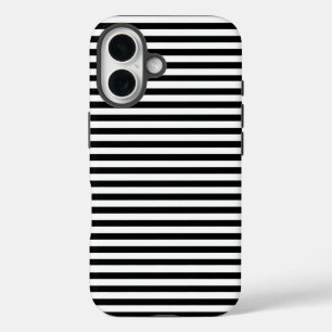 Coque Pour iPhone 16 Bandes Horizontales Noires Et Blanches