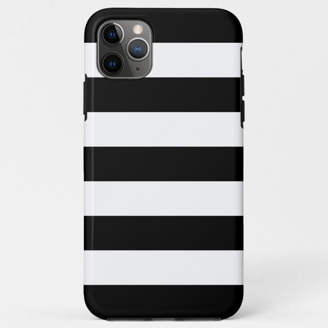 Coques Case-Mate iPhone Bandes Horizontales Noires Et Blanches (Dos)