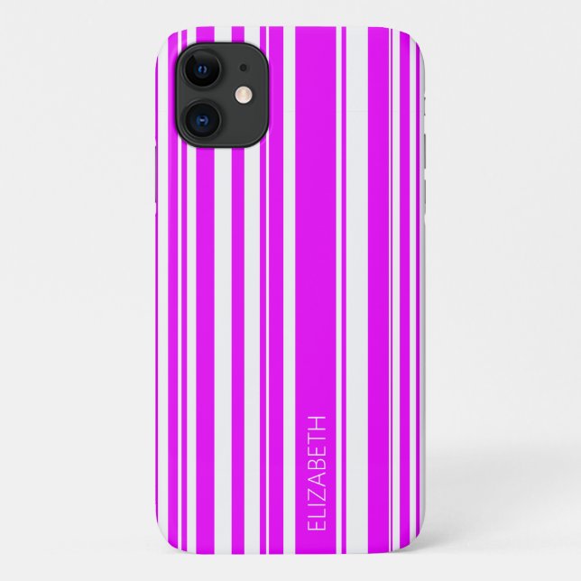 Coques Case-Mate iPhone Bandes irrégulières rose néon (Dos)