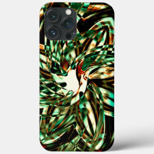Case-Mate iPhone Case Bandes métalliques vertes en forme de fleurs, sépi