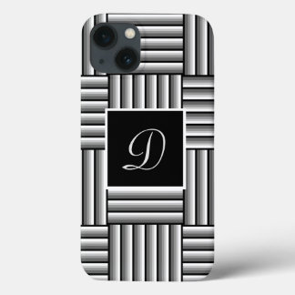 Case-Mate iPhone Case Bandes modernes en noir, blanc et gris - Monogramm