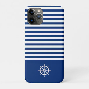 Case-Mate iPhone Case Bandes Nautiques+Navires Roue Bleu+Blanc