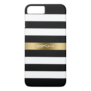 Case-Mate iPhone Case Bandes noires et blanches Accent or