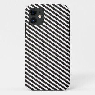Coque iPhone 11 Bandes noires et blanches - noir