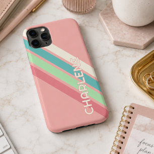 Case-Mate iPhone Case Bandes personnalisées bleu sarcelle aqua corail li