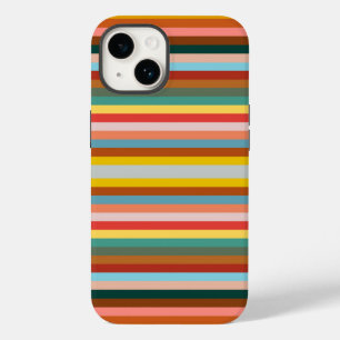 Coque Pour iPhone 14 Bandes rétro horizontales colorées