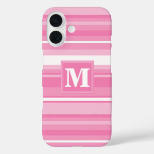 Coque Pour iPhone 16 Bandes rose monogramme