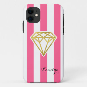 Case-Mate iPhone Case Bandes roses avec diamant d'huile d'or