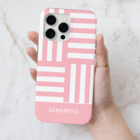 Bandes roses modernes Blanc Personnalisé Nom Simpl