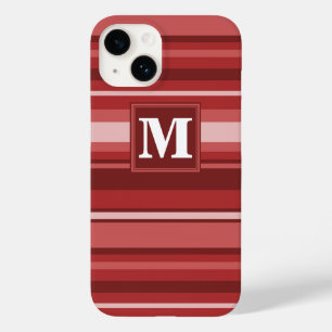 Coque Pour iPhone 14 Bandes rouges monogrammes