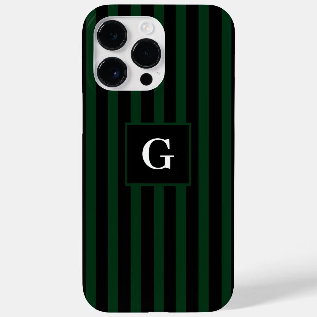 Coques Case-Mate iPhone Bandes simples noires et vert foncé (Verso)
