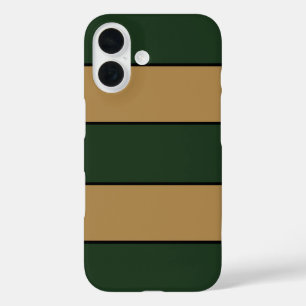 Coque Pour iPhone 16 Bandes Vertes Et Dorées Classiques De Noël