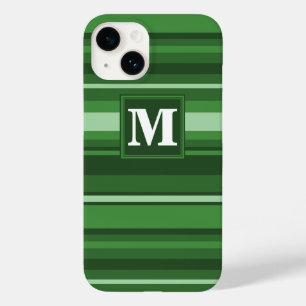 Coque Pour iPhone 14 Bandes vertes monogrammes
