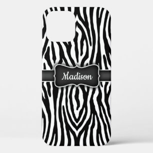 Case-Mate iPhone Case Bandes Zèbre Noir et Blanc avec plaque signalétiqu