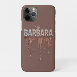 Case-Mate iPhone Case Barbara Nom Rose Or Diamant Paillettes Qui Coulent