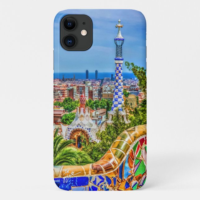 Coques Case-Mate iPhone Barcelone Espagne Parc Guell Mosaic Bench Art (Dos)