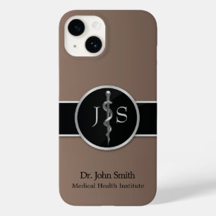 Coque Pour iPhone 14 Barre d'Asclepius Médicale Classy Noble Argent