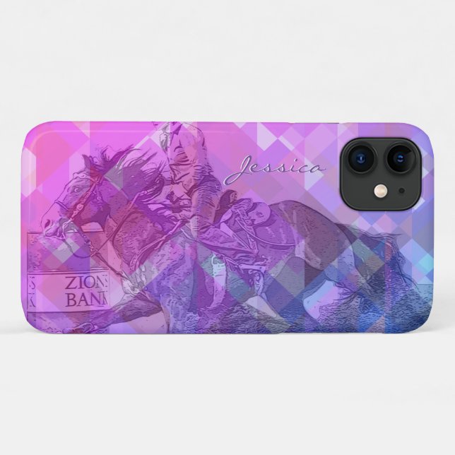 Coques Case-Mate iPhone Barrel Racer II (violet rose foncé géométrique) (Dos (Horizontal))