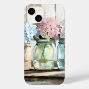 Coque Pour iPhone 14 Barres Mason en fleurs vintages Hydrangea