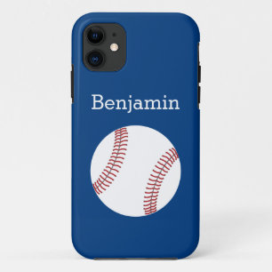 Coques Pour iPhone Base-ball avec le nom fait sur commande - bleu