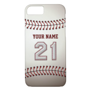 Coques Pour iPhone Base-ball numéro 21 avec votre nom - sportif