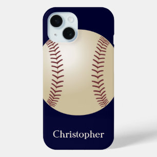 Coque Pour iPhone 15 Baseball, Bleu, Nom