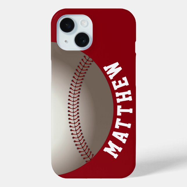 Coques Case-Mate iPhone Baseball Nom Moderne Rouge (Verso)