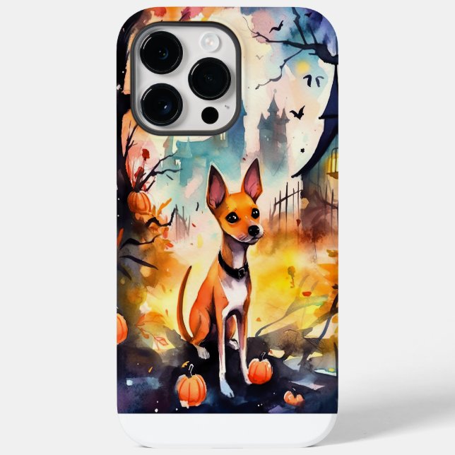 Coques Case-Mate iPhone Basenji D'Halloween Avec Peur Citrouille (Verso)